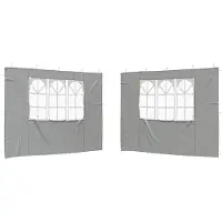 vidaXL Party Zelt Seitenteil 2 stk. 300 x 195 cm Hellgrau PE und Stahl