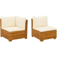 vidaXL Garten-Lounge-Set mit Kissen 2 Stück Braun Massivholz Akazie