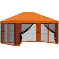 Syfax Garten Pavillon mit Seitenwänden 4 x 3 m Orange