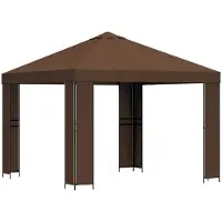 vidaXL “2026 Modern“ Braun Pavillon 3 x 3 m Braun Polyester und Stahl 190 gsm - Designermöbel 82474 - Pavillons & Partyzelte