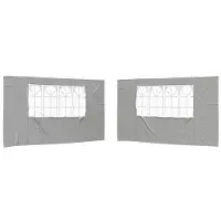 vidaXL Party Zelt Seitenteil 2 stk. 400 x 195 cm Hellgrau PE und Stahl