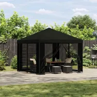 vidaXL Möbel Garten Pavillon mit Seitenwänden 3 x 3 m Schwarz - Pavillons & Partyzelte &7625