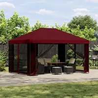 vidaXL Möbel Pavillon 4 x 3 m Bordeauxrot Polyester und Stahl 190 gsmPavillons & Partyzelte - Pavillons & Partyzelte c8541