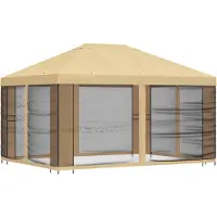vidaXL Garten Pavillon mit Seitenwänden 4 x 3 m Creme