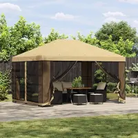 vidaXL Möbel Garten Pavillon mit Seitenwänden 4 x 3 m Creme - Pavillons & Partyzelte &7633