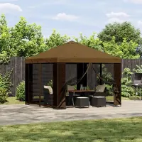 vidaXL Möbel Pavillon 3 x 3 m Taupe Polyester und Stahl 190 gsm - Pavillons & Partyzelte &7605