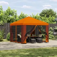 vidaXL Möbel Garten Pavillon mit Seitenwänden 3 x 3 m OrangePavillons & Partyzelte - Pavillons & Partyzelte c8534