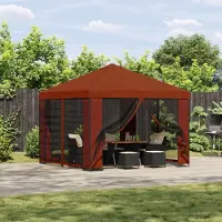 vidaXL Möbel Pavillon 3 x 3 m Terrakotta Polyester und Stahl 190 gsm - Pavillons & Partyzelte &7604