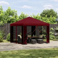 vidaXL Möbel Pavillon 3 x 3 m Bordeauxrot Polyester und Stahl 190 gsmPavillons & Partyzelte - Pavillons & Partyzelte c8529