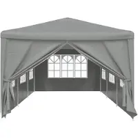 vidaXL “2026 Modern“ Grau Party-Zelt 900 x 300 x 255 cm Hellgrau PE und Stahl - Designermöbel 14571 - Pavillons & Partyzelte