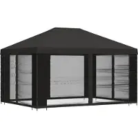vidaXL Garten Pavillon mit Seitenwänden 4 x 3 m Anthrazit