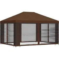 vidaXL Garten Pavillon mit Seitenwänden 4 x 3 m Braun