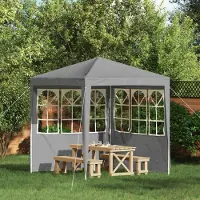 vidaXL Möbel Party Zelt Seitenteil 2 pcs 200 x 195 cm Hellgrau PE und StahlPavillons & Partyzelte - Pavillons & Partyzelte c7318