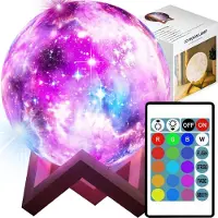 Retoo Mond Lampe 3D Sternenhimmel Mondlampe 16 Farben Remote & Touch Control Nachtlicht Stimmungslicht USB Lade Stimmung Licht für Kinder Schlafzimmer