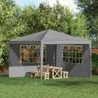 PUEAZU Partyzelt-Seitenteil 2 Stk. 300 x 195 cm Hellgrau PE und Stahl - Pavillons & Partyzelte &36534