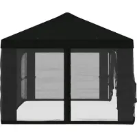 vidaXL Pavillon Dach mit Seitenwänden 6 x 3 m Schwarz Polyester