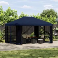 vidaXL Möbel Pavillon 4 x 3 m Blau Polyester und Stahl 190 gsmPavillons & Partyzelte - Pavillons & Partyzelte c8539