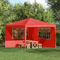 Prolenta Maison Exclusive - Partyzelt-Seitenteil 2 Stk. 300 x 195 cm Rot PE und Stahl
