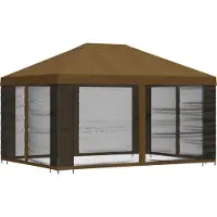 vidaXL Garten Pavillon mit Seitenwänden 4 x 3 m Taupe