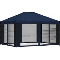 vidaXL Garten Pavillon mit Seitenwänden 4 x 3 m Blau