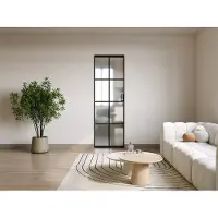 Vente-unique Versenkbare Schiebetür aus Aluminium und satiniertem Einscheiben-Sicherheitsglas - H 205 x B 83 cm - WILDEN II