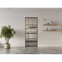 Vente-unique Versenkbare Schiebetür - Aluminium und klares gehärtetes Glas - H 205 x B 93 cm - SINCA II