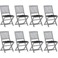vidaXL BESTE 2022 Outdoor-Stuhl Stilvollen mit robustem ,Klappbare 8er Set Gartenstühle mit Kissen Massivholz Akazie Relaxsessel Armlehnstuhl mit Premium & schlichten Design *HOM