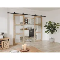 Vente-unique Wandschiebetüren aus Holz und gehärtetem Glas - 3 Fenster - 2 x H 205 x B 63 cm - ACOSTA II