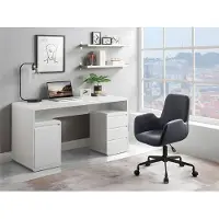 Vente-unique Schreibtisch mit Stauraum - MDF - Weiß lackiert - SERGUEI