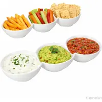 MamboCat 2x Dipschalen mit 3 Fächern Keramik weiß für Dip Antipasti Vorspeisen servieren