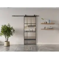 Vente-unique Wandschiebetür - Aluminium und klares gehärtetes Glas - H 205 x B 93 cm - SINCA II