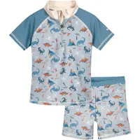 Playshoes UV-Schutz Bade-Set Dino allover in blau | Gr.: 110/116