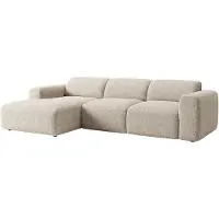 Vente-unique Großes Ecksofa - Ecke links - mit elektrisch ausziehbarer Sitzfläche - Stoff - Beige - POGNI von Maison Céphy