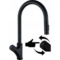 Granitan - Küchenarmatur - Wasserhahn Küche - Mischbatterie Schwarz - 360° schwenkbar