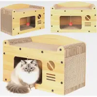 Markenlos Kratztonne, Katzenhöhle, Katzenkratzbaum, Katzenbett, Katzenliege, Umweltfreundliches Bett, Kratzpappe, MDF, (Höhe: 29 cm)