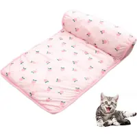 JORMFTTE Pink Cherry Haustier-Kühlmatte, Kühlkissen, Sommer-Haustierbett, Haustier-Kühldecke, Schlafmatte für Hunde und Katzen