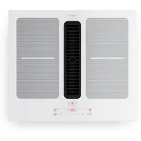 Klarstein Full House Induktionskochfeld mit Dunstabzug 60 cm – 4 Zonen, Flexzonen, 7335W Boost, Touch-Steuerung, Timer, Kindersicherung, Restwärmeanzeige, integrierter Abzug, Glaskeramik, White