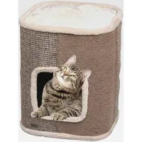 Markenlos kratztonne für Katzen George S – 40 x 40 x 49 cm – Sisal & Plüsch – mit Liegeplatz und Höhle