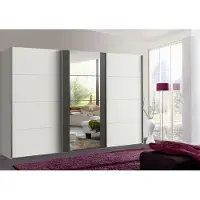 Wimex Schwebetürenschrank Bern Kleiderschrank 360cm weiß raw steel