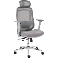 Beliani Bürostuhl Grau Mesh Stoff Ergonomisch Verstellbare Kopfstütze Armlehnen Verschiebbarer Sitz Höhenverstellbar Drehbar Neigbar Schreibtischstuhl