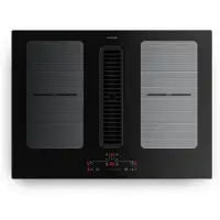 Klarstein Full House Induktionskochfeld mit Dunstabzug - 70cm, 4 Zonen, Flexzonen, 7335W Boost, Touch, Timer, Kindersicherung, Restwärmeanzeige, integrierter Abzug, Glaskeramik, Schwarz, Black