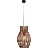 Licht-Erlebnisse Pendelleuchte Braun Korbschirm Bambus Ø 30 cm E27 Boho Hängelampe Wohnzimmer Hängeleuchte Esstisch