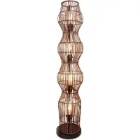 Licht-Erlebnisse Stehlampe Korb Bambus 111 cm klein 4x E27 Braun Boho Stehleuchte Bodenleuchte Wohnzimmer