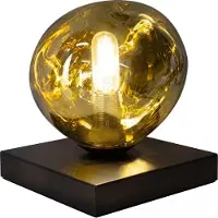 Licht-Erlebnisse Tischlampe Modern Glas Gelb Metall E14 17,5 cm klein Tischleuchte Schlafzimmer