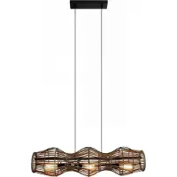 Licht-Erlebnisse Hängelampe Bambus Esstisch Korb Metall E27 3-flammig 80 cm Pendelleuchte lang