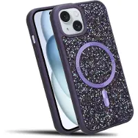Cadorabo Hülle für Apple iPhone 14 PLUS / 15 PLUS Glitzer Schutzhülle in Lila | Gr.: onesize