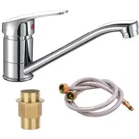 Benza Ibenzoa Küchen- & Badarmatur 360° drehbar mit Keramikkartusche, Einhebelmischer aus Messing mit PVD-Beschichtung, inkl. 2×60 cm Schläuche
