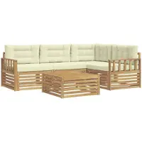 vidaXL Outdoor-Sofagarnitur 6 Stk. Weiß und Creme Polyester
