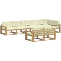 vidaXL Outdoor-Sofagarnitur 6 stk. Weiß und Creme Polyester