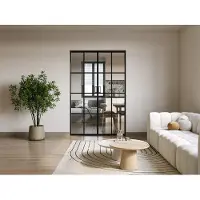 Vente-unique Doppelte, in die Wand versenkbare Schiebetüren aus Aluminium und gehärtetem Glas – 2 x H 205 x B 93 cm – WILDEN II